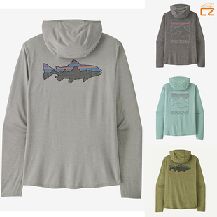 巴塔哥尼亚26款Patagonia C1速干飞钓山峰40UPF防晒男款连帽长袖T