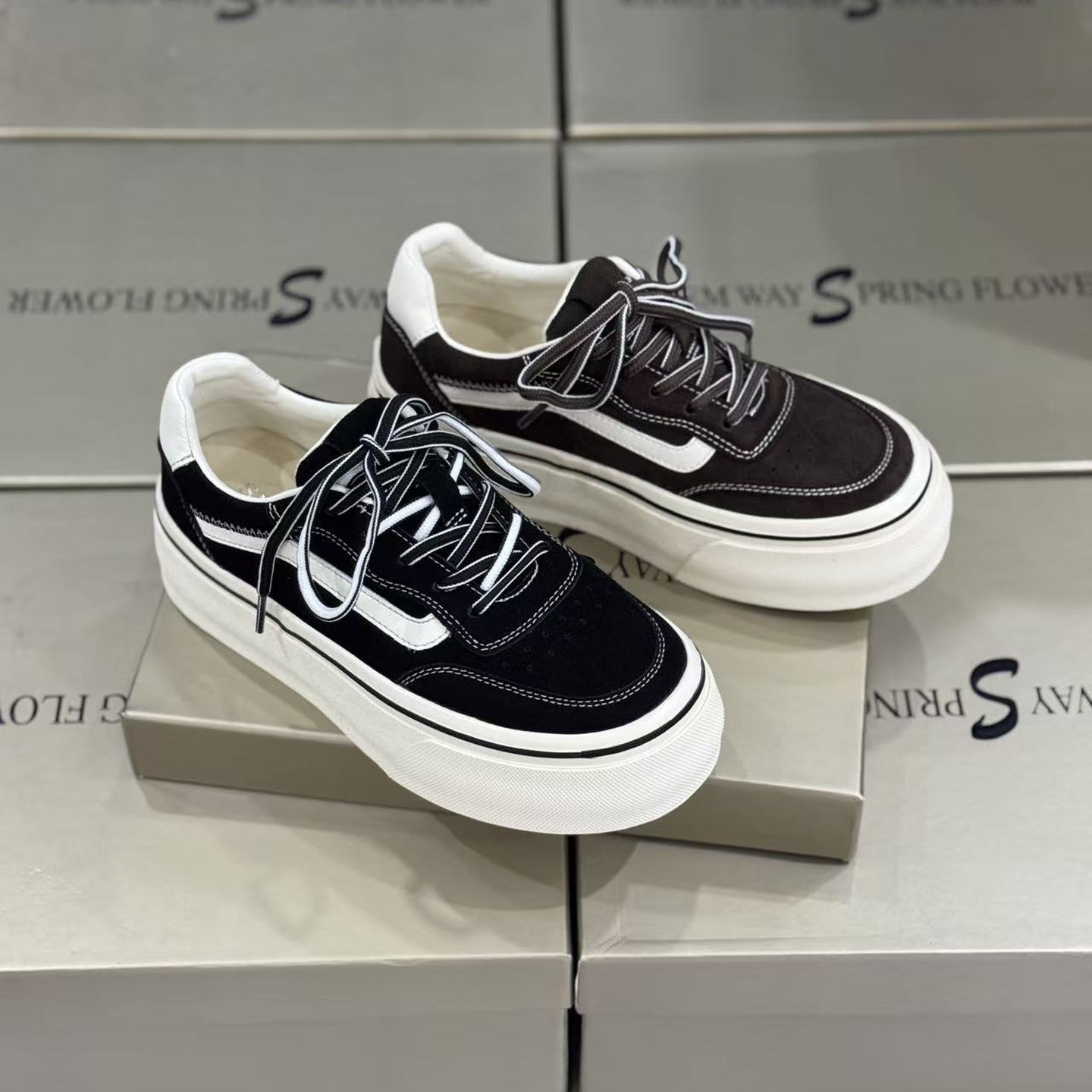 诗路花语厚底复古德训休闲板鞋女