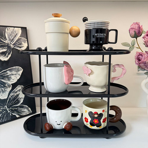 奶油风咖啡杯杯架多层香水收纳架