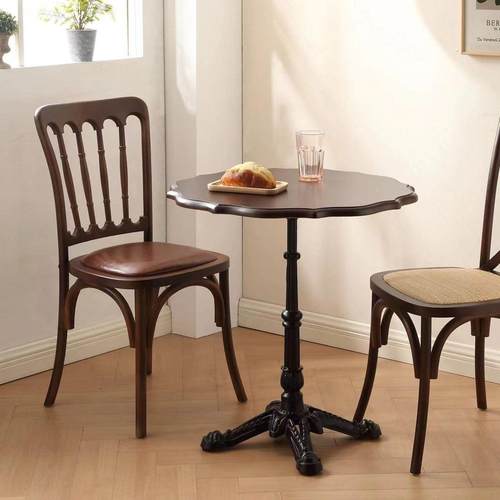 杞居中古风设计师实木圆形餐桌子