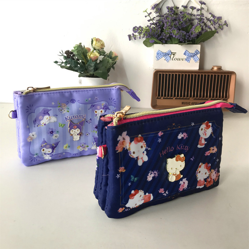 日系可爱卡通猫咪五层拉链护照包化妆包零钱耳机收纳包手拎证件包