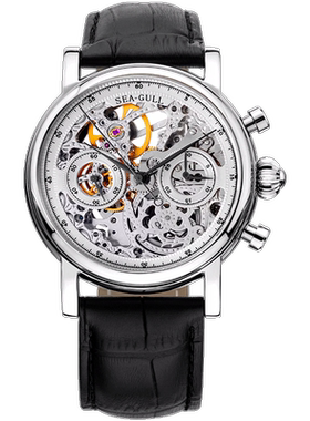 Seagull海鸥手表蝴蝶扣镂空皮带计时码表男表M190SK巨匠