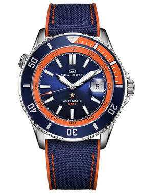 海鸥表手表男士运动双时区潜水自动机械表硅胶带海洋系列6154