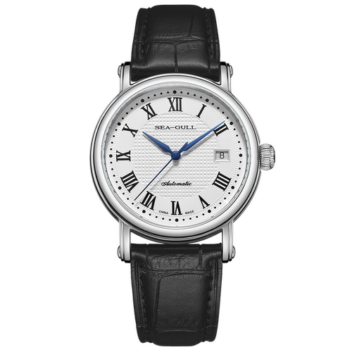 海鸥表复古商务防水皮表带机械表