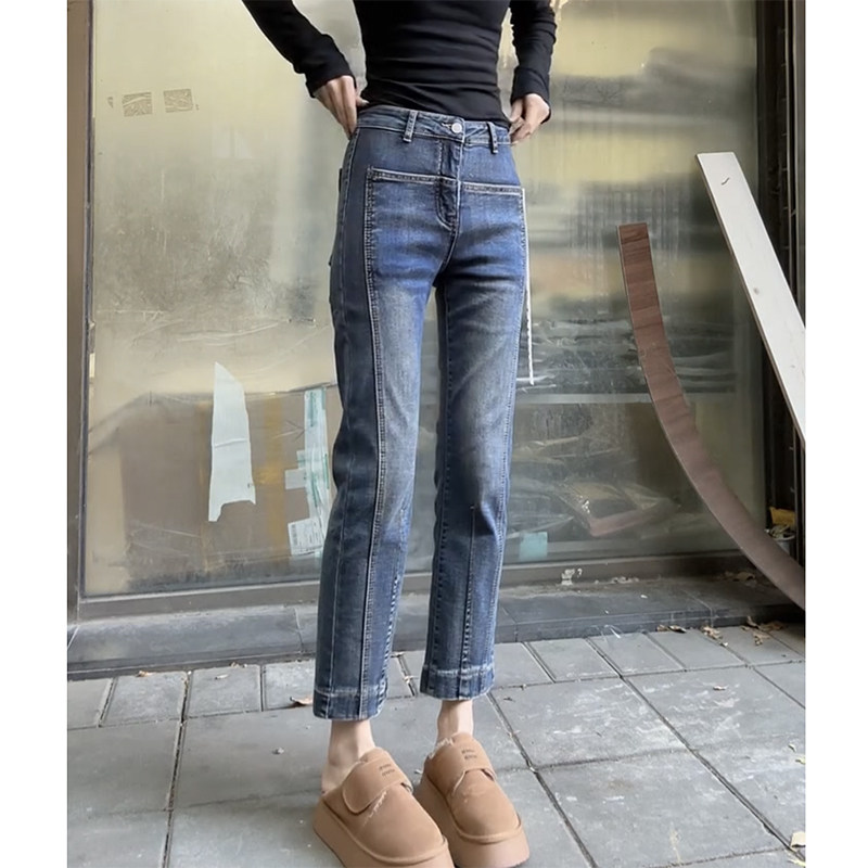 减龄弹力牛仔裤女2025新款春季显瘦九分烟管裤大码遮肉直筒铅笔裤