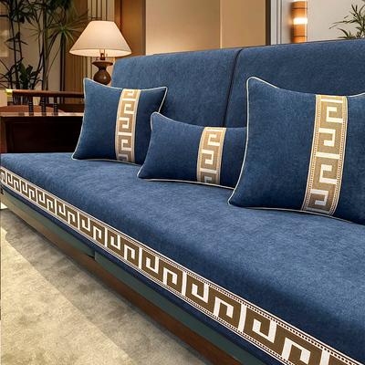 新中式实木沙发垫四季防滑轻奢高端客厅红木123坐垫盖布2025新款