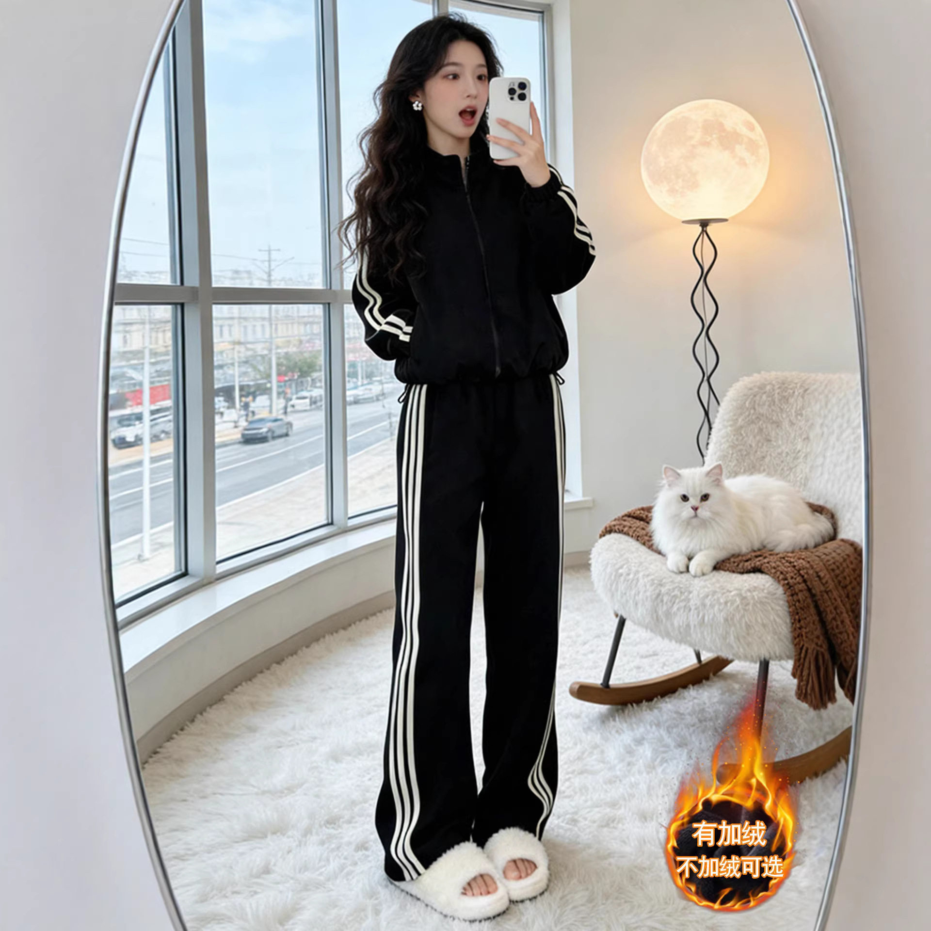 巨好看的秋冬装一整套黑色休闲卫衣外套阔腿裤小个子穿搭两件套女,女装/女士精品,时尚套装,淘宝优惠券,粉丝福利购,淘宝优惠卷