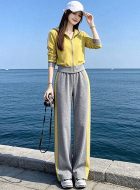 酷飒灰运动套装女秋装