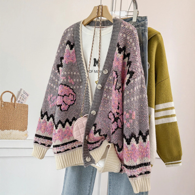 慵懒风复古毛衣外套女