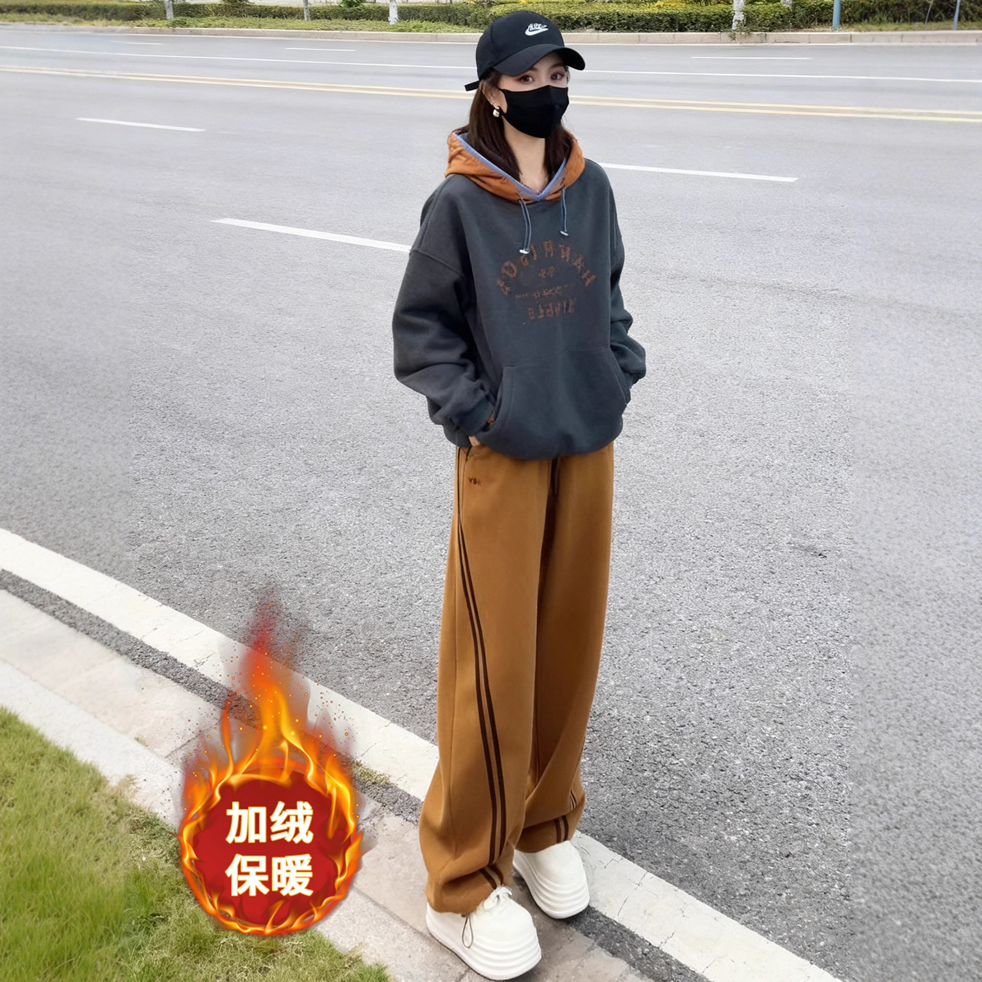 欧货巨好看的卫衣套装女秋冬季加绒潮流爆款休闲运动服卫裤两件套,女装/女士精品,时尚套装,淘宝优惠券,粉丝福利购,淘宝优惠卷