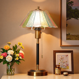 法式美式中古复古个性彩色玻璃氛围卧室茶几酒店轻奢装饰蝶梦台灯