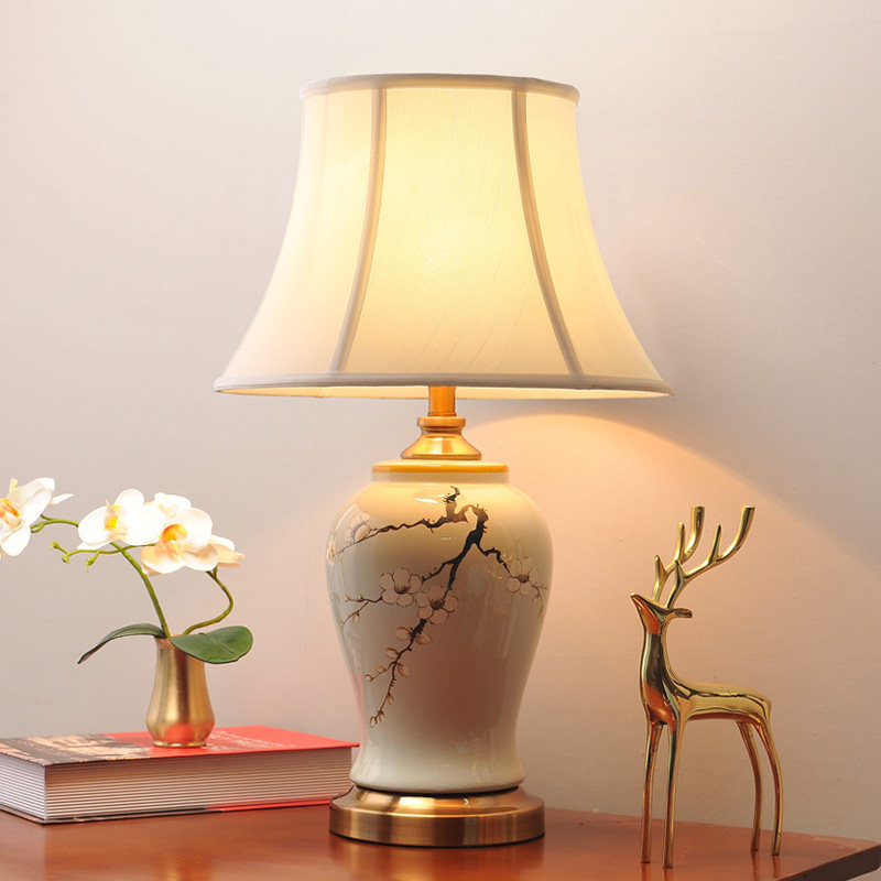 美式简约欧式台灯卧室床头柜灯创意房间温馨浪漫暖光陶瓷灯装饰