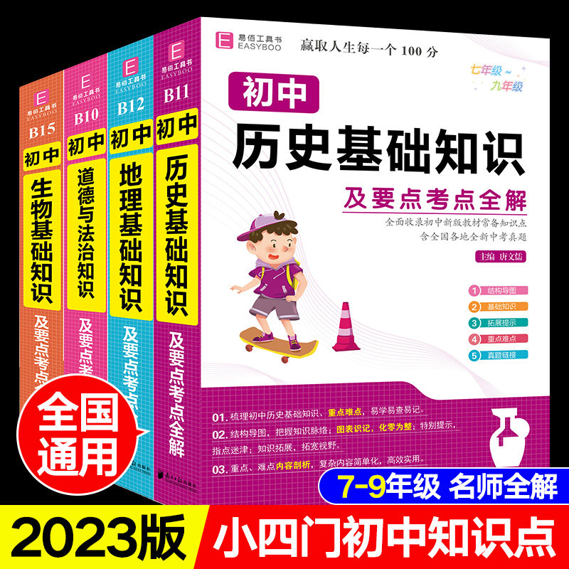 小四门初中知识点历史生物政治地理基础知识汇总中考总复习资料政史地生汇总总结七八九年级道德与法制初二地生知识清单全套口袋书 - 实物图