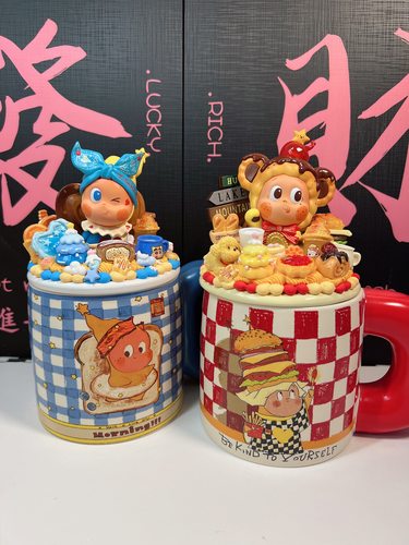 泡泡玛特星星人联名杯美味时刻马克杯可爱情侣奶油胶潮玩DIY水杯