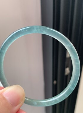 49-50圈危料a货翡翠玻璃种蓝水手镯叮当手镯天然捡漏手镯小圈口