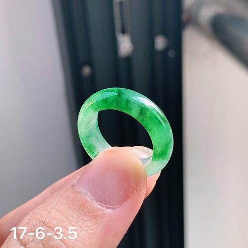 14号缅甸a货冰飘花戒指辣绿色戒指有证书男生女生戒指冰种正阳绿