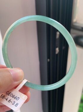 58圈危料a货翡翠冰绿小正圈手镯冰种蓝水手镯天然翡翠女生手镯