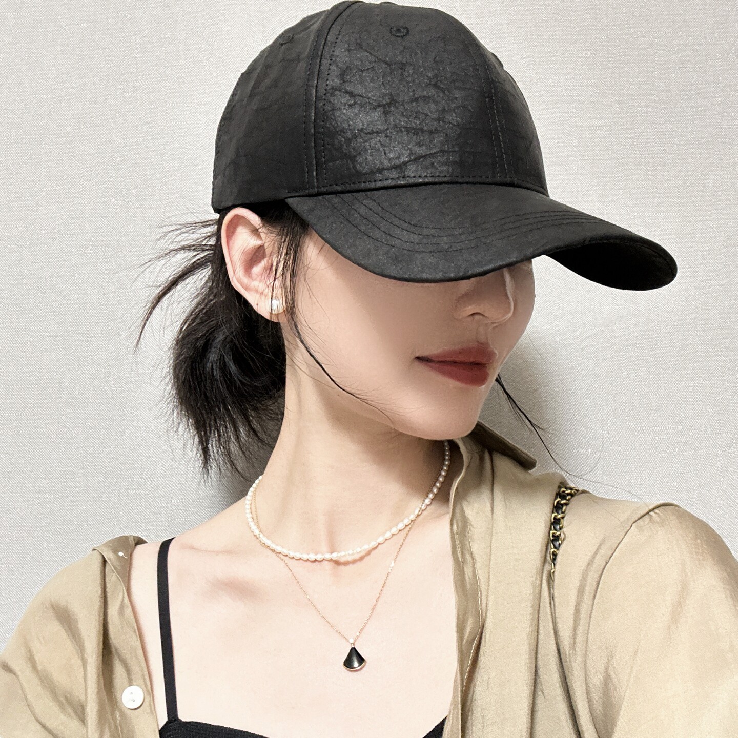 香云纱真丝显脸小高级感棒球帽图片