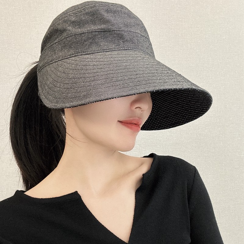 防晒渔夫帽日系女春夏大檐扎马尾图片