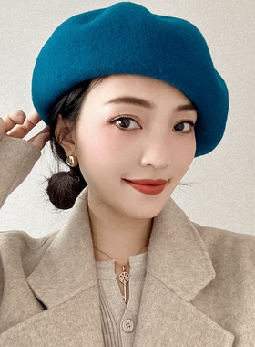 AW/极简头包脸显脸小贝雷帽女INS帽包头大头围画家帽百搭帽子