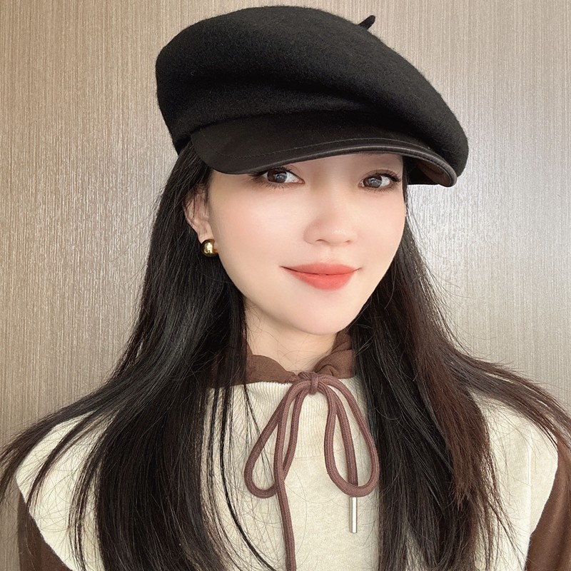 法式秋冬羊毛贝雷帽女拼接帽檐报童帽立体造型休闲百搭显脸小帽子,服饰配件/皮带/帽子/围巾,帽子,淘宝优惠券,粉丝福利购,淘宝优惠卷