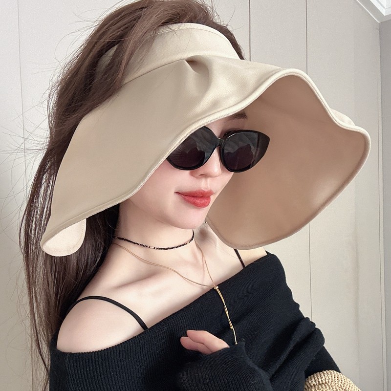 26春夏5.0UV防晒帽女三防褶皱显高颅顶蛋卷帽超轻运动遮阳空顶帽