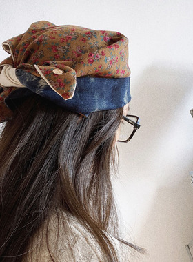 原创复古双面多功能头巾街头三角巾文艺披肩棉麻领巾面巾男女围巾