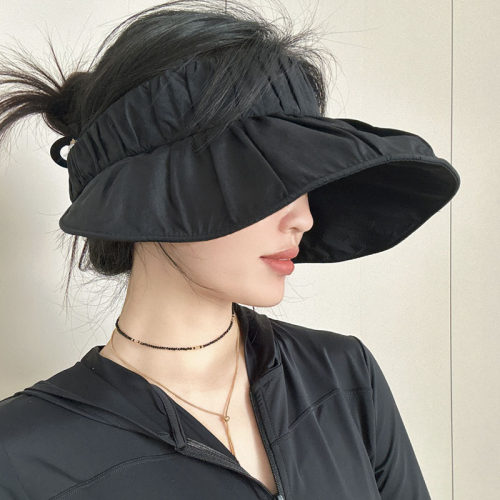百褶空顶帽优雅女夏大檐显脸小
