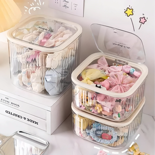 儿童发饰收纳盒桌面大容量带盖子首饰盒女生皮筋发圈发夹萌粒整理