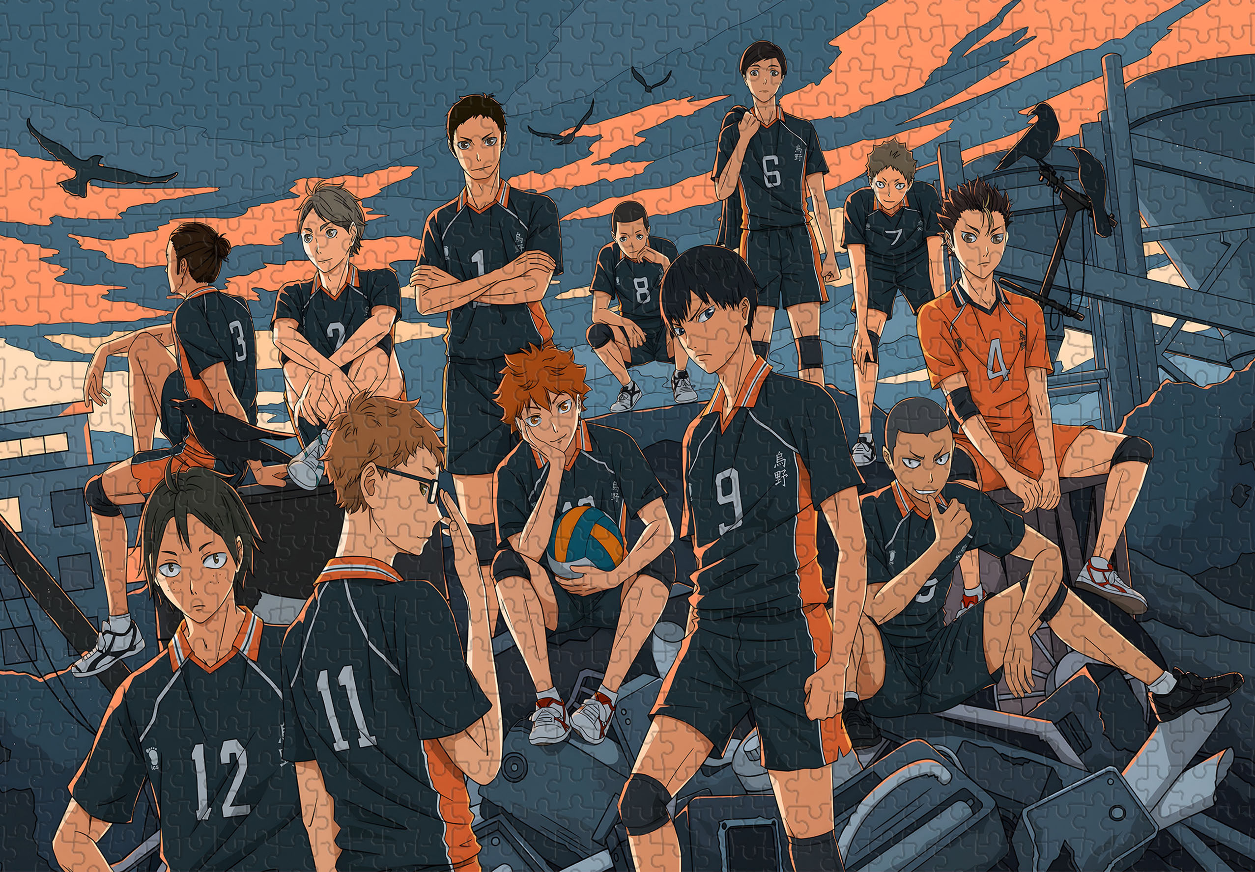 木质拼图300/500/1000片大型儿童益智成人减压玩具卡通排球少年