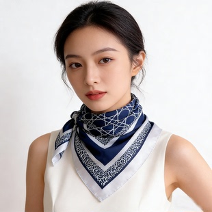 欧美几何丝巾时尚条纹围巾聚酯方巾70cm护颈防晒披肩职业领巾