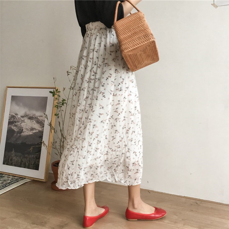 2018夏季新款气质高腰A字裙显瘦复古中长款雪纺半身裙碎花裙女装在类目 女装/女士精品, 半身裙中 - 来自Buy2taobao.com提供专业的淘宝代购服务