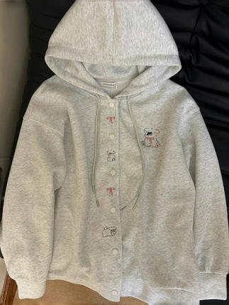 Girls' Sweatshirt 2025 Spring New Korean Style Hooded Top Spring Clothing for Older Children Stylish Cardigan Jacket Trendy