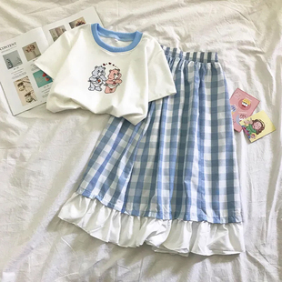 夏裝 女孩套裝 童裝 兒童洋氣中大童夏季 裙休閑裙子 2023新款 女童時尚