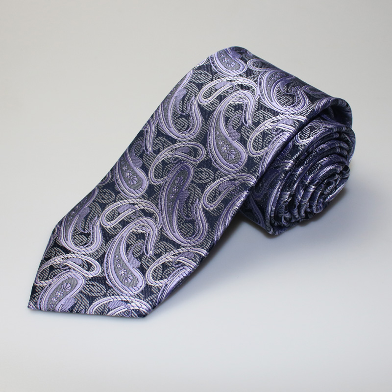 紫色腰果花男士涤丝领带