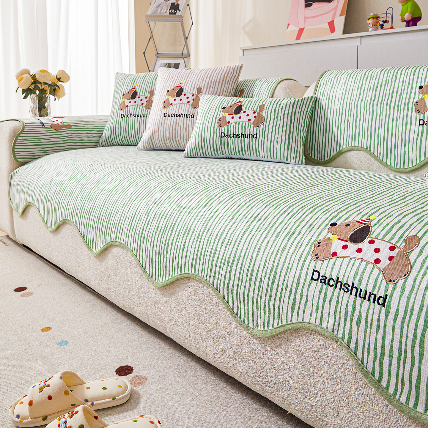 雪尼尔卡通沙发垫四季通用2025新款直排一片式固定防滑坐垫盖布巾,居家布艺,沙发垫,淘宝优惠券,粉丝福利购,淘宝优惠卷