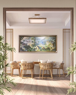 270㎝ 天津鼓楼艺术馆学仕文化作者金建平乡村风景油画挂画110