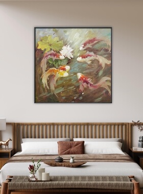 天津学仕文化手绘锦鲤油画
