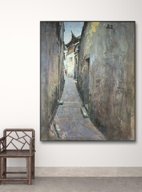 天津学仕文化建筑风景油画