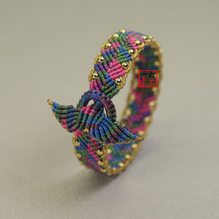 鱼尾千里江山手绳手工编织diy材料包本命年红绳自编情侣礼物手环