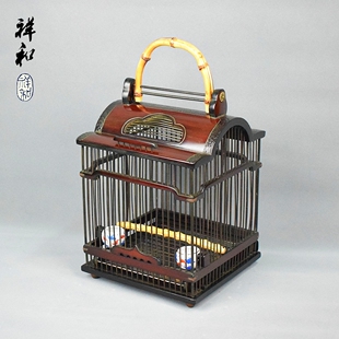 画眉绣眼小鸟笼子八哥叶青相思蜂鸟攀雀全竹制纯手精工非遗国风