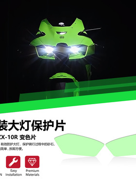 适用于川崎 ZX-10R ZX-10RR改装前大灯片大灯保护护目灯罩21-25年