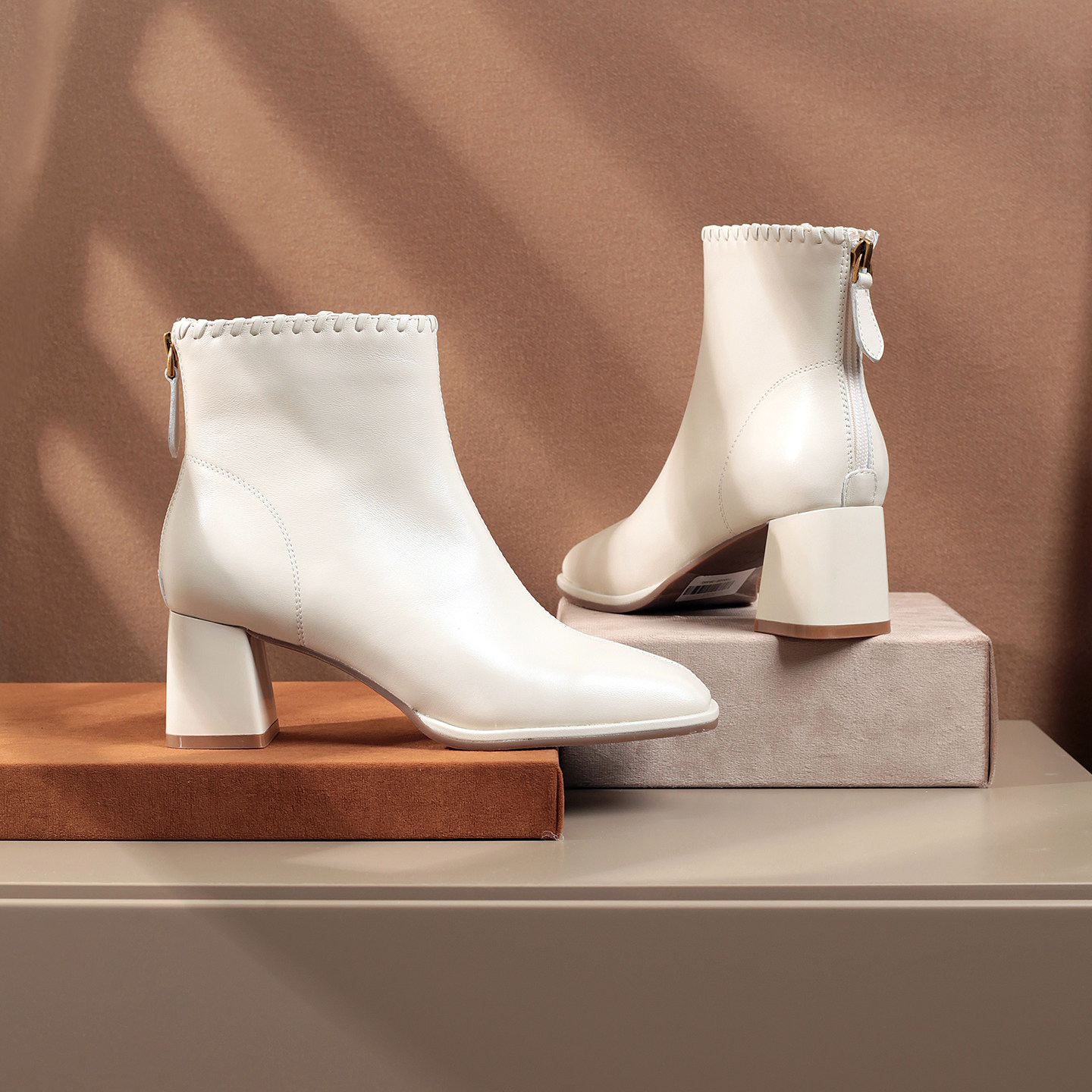 fed通勤简约时尚方头女短靴