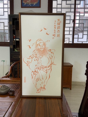 纯手绘朱砂钟馗图中式客厅装饰画书房挂画茶室书房金墨画