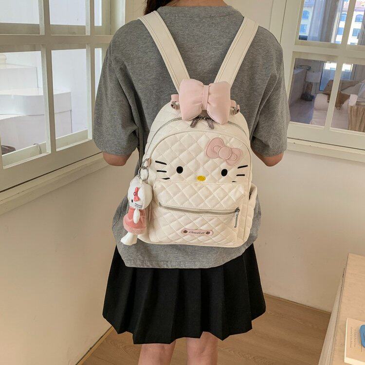 可爱萌少女双肩包2026新款菱格大容量后背包学院风上课书包学生包