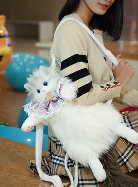 仿真布偶猫娃娃背包玩偶小猫咪宠物毛绒公仔女生儿童生日简纤玩具