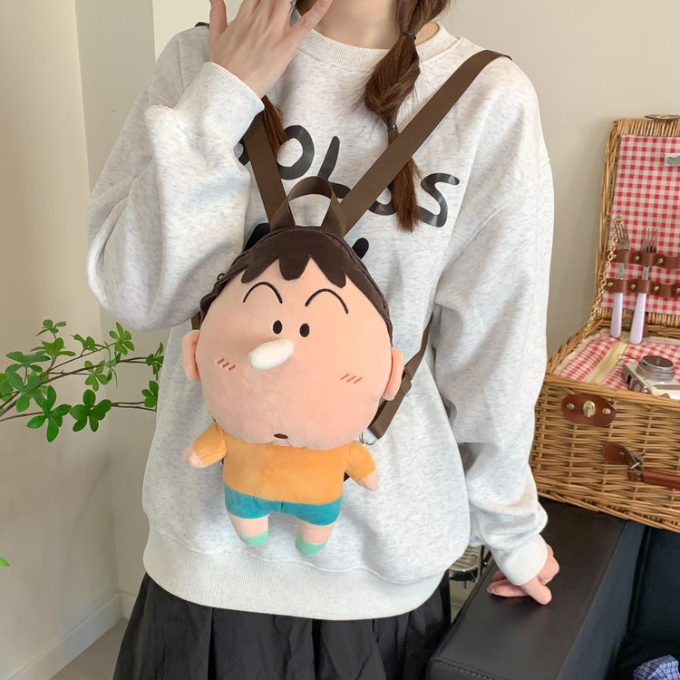 卡通动漫蜡笔小新小白狗双肩包毛绒公仔玩偶小女孩阿呆可爱背包
