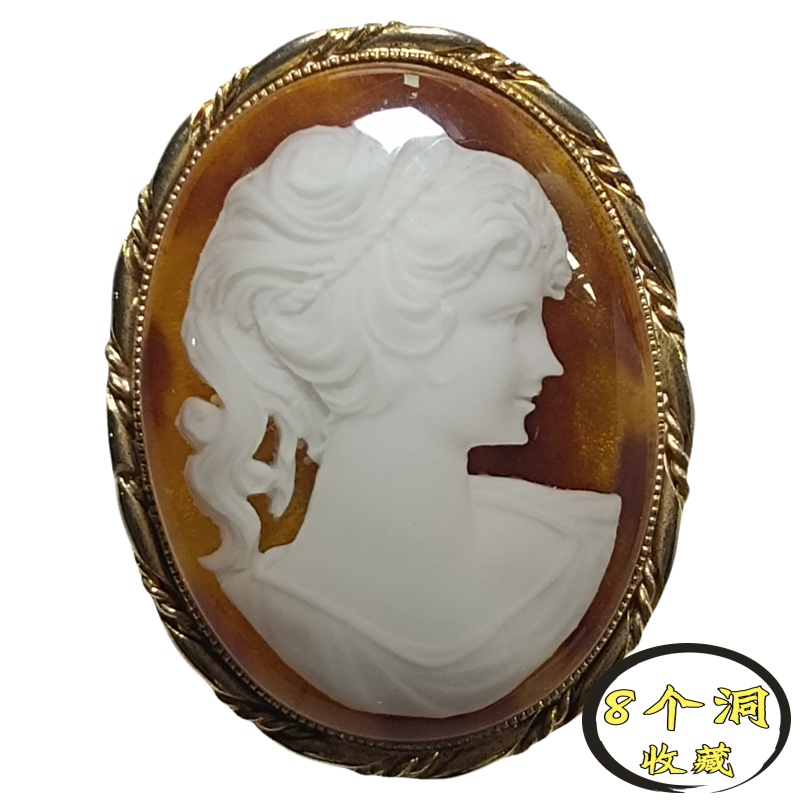 Vintage 宫廷优雅感 古典美女侧颜浮雕胸针