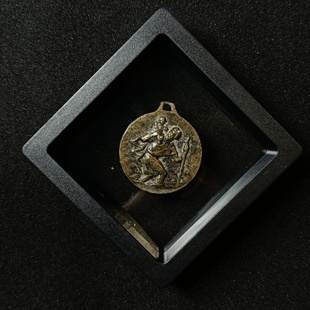 包邮 圣牌圣克里斯托弗 早期孤品 托子铜牌 个性挂件交通守护吊坠