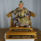 一尺吴王公神像台版 吴府千岁香樟木雕刻供奉王爷12寸脱身吴王金身